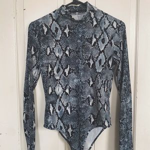 Snake Print Mock Neck Bodysuit